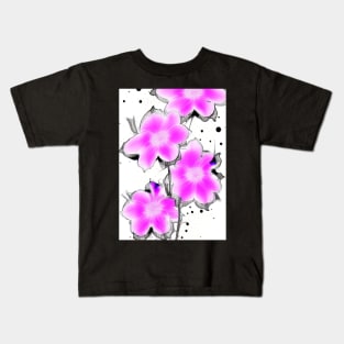 BEAUTIFUL PINK, BLUE  AND BLACK FLORAL PRINT Kids T-Shirt